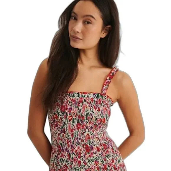 Na-kd Smocked Wildflower Print Cotton Dress NWT Size US XS (EUR 34)NWT - Picture 4 of 14